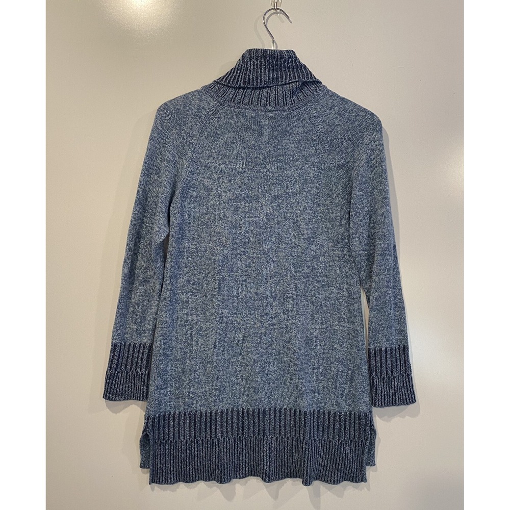 Isaac Mizrahi Live Womens Blue Marled Turtleneck Tunic Sweater A295807 XS - Picture 2 of 7
